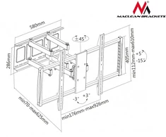 Laikiklis maclean mc-679 (sukamasis, ścienny, uchylny - 100"; max. 80kg)