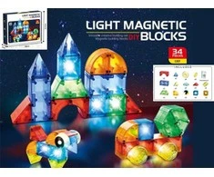 Madej Klocki Magnetiniai šviečiantys kaladėlės, 32 vnt.