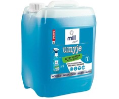 Madonis MILL CLEAN CLEANS 5 litrai. Skystas valiklis langams, veidrodžiams, plytelėms ir stalviršiams. Pašalina dulkes ir riebalų dėmes nepalikdamas dryžių ar dėmių. Didelis 5 litrų bakelis idealiai tinka įmonių, viešbučių ir biurų valymui.