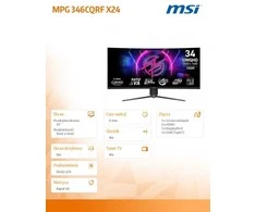 Monitorius MSI MPG 346CQRF X24 - 34" | VA | UWQHD | 1 ms | 240 Hz | 1500R Curved