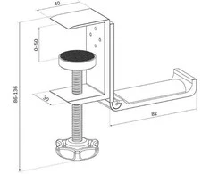 NEOMOUNTS HEADPHONE HOLDER, CLAMP MOUNTED, ALUMINUM