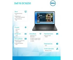 Nešiojamas kompiuteris dell 16 dc16250 w11p c5 120u/16gb/512gb/16.0 fhd+/int/fgrpr/wlan + bt/backlit kb/3 cell/3yps carbon juodas