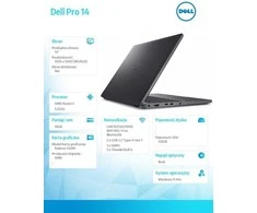 Nešiojamas kompiuteris dell pro 14 pc14255/amd ryzen 5 220/16gb/512gb ssd cl25/14.0 fhd+/radeon 740m/fgrpr/fhd/ir cam/mic/wlan+bt/backlit kb/3 cell/w11pro