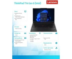 Lenovo ThinkPad T14 Gen 6 (Intel) Intel Core Ultra 7 255U Nešiojamas kompiuteris 35.6 cm (14") WUXGA 16 GB DDR5-SDRAM 1 TB SSD Wi-Fi 6E (802.11ax) Windows 11 Pro English Juodas