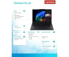 Lenovo ThinkPad T14s Gen 6 (Intel) Copilot+ PC Intel Core Ultra 5 228V Nešiojamas kompiuteris 35.6 cm (14") WUXGA 32 GB LPDDR5x-SDRAM 512 GB SSD Wi-Fi 7 (802.11be) Windows 11 Pro English Juodas