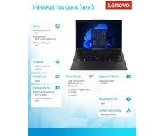 Lenovo ThinkPad T14 Gen 6 (Intel) Intel Core Ultra 5 225U Nešiojamas kompiuteris 35.6 cm (14") WUXGA 16 GB DDR5-SDRAM 512 GB SSD Wi-Fi 6E (802.11ax) Windows 11 Pro English Juodas