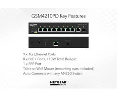 Šakotuvas Netgear Valdomas komutatorius gsm4210pd komutatorius 8xge poe+ 1xsfp