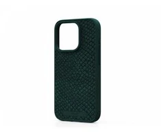 Dėklas Njord Salmon Leather MagSafe dėkliukas Apple iPhone 15 Pro max, žalias