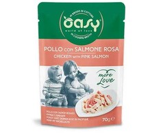 Kačių maistas - Oasy More Love Vištiena su Lašiša Šlapias Kačių Maistas 70g