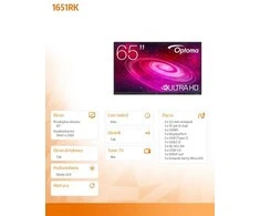 Monitorius Optoma 65 colių 1651RK 4K UHD, 8 GB RAM / 64 GB ROM, 40 pirštų lietimui jautrus ekranas, „Android 14“