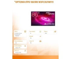 Monitorius Optoma 86 kalibras 1861RK 4K UHD, 8 GB RAM / 64 GB ROM, 40 pirštų lietimui jautrus ekranas, „Android 14“