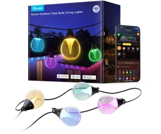 LED apšvietimas govee h7025 rgbicw lauko šviestuvų girlianda, lauko, 14,63 m, 2,4 GHz „Wi-Fi“ + „Bluetooth“