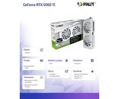 Vaizdo plokštė Palit GeForce RTX 5060 Ti Baltas OC 8GB GDDR7 DLSS4 (NE7506TU19P1-GB2062M)
