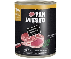 PAN MIĘSKO Pork su ėriena - wet dog food - 800g