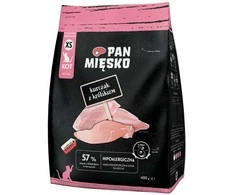 PAN MIĘSKO vištiena with rabbit XS – sausas kačių maistas – 400g