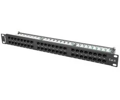 Lanberg Patch panel 48 port 1u kat.6 juoda
