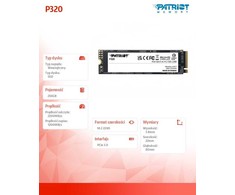 Patriot Dysk ssd 256gb p320 pcie m.2 gen3 x4 nvme 2200/1200mb/s