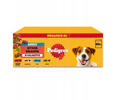 Šunų Maistas - Pedigree Suaugusiųjų Pasirinkimas Želyje 80x100g, 8.5% Baltymų, 5.2% Riebalų, Mišrūs Skoniai