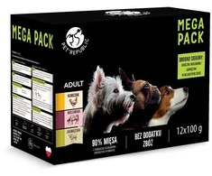 Pet Republic PETREPUBLIC Mega Pack vištiena, jautiena, ėriena – drėgnas ėdalas šunims – 12x100g