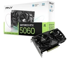 Vaizdo plokštė PNY GeForce RTX 5060 su dviem ventiliatoriais, 8 GB DLSS4