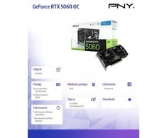 Vaizdo plokštė PNY GeForce RTX 5060 su dviem ventiliatoriais, 8 GB OC, DLSS 4