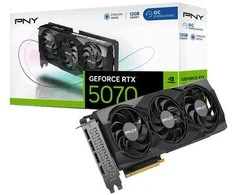 Vaizdo plokštė PNY GeForce RTX 5070 su trimis ventiliatoriais, 12 GB OC, DLSS 4