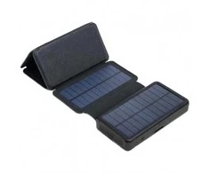 „Powerneed“ sulankstomas saulės modulis su išorine baterija, 9 W, 20000 mAh, ličio polimerų, 2 x USB, 2A, juodas, ES20000B
