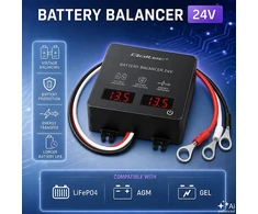 Qoltec Balanser napięcia 24v do akumulatorów 2x12v | 5a | agm gel lifepo4 | led