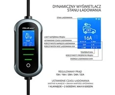 Qoltec 52721 Mobilus elektromobilio įkroviklis su 2in1 2 tipo reguliavimu | 7kW | 230V | CEE 32A | Wifi | TUYA | SMART LIFE | LCD | Nešiojamas | Sieninis įkrovimo įrenginys | 5m