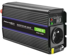QOLTEC 51925 Monolitinis įtampos keitiklis 1200 MS Wave / 12V iki 230V / 600/1200W / USB