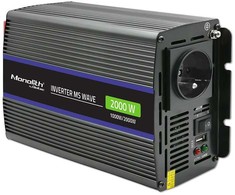 QOLTEC 51926 Monolitinis įtampos keitiklis 2000 MS Wave / 12V iki 230V / 1000/2000W / USB