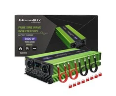 QOLTEC 51944 grynos sinusinės bangos inverteris, monolitas / akumuliatoriaus įkroviklis / UPS / 5000 W / 2500 / 12 V iki 230 V / LCD
