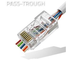 Qoltec Praėjimo kištukas RJ45 jungtis | cat5e | utp | praėjimas per laidą | paauksuoti kontaktai | 100 vnt.