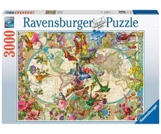 Ravensburger Dėlionė 3000 vnt. - Flora ir fauna. Pasaulio žemėlapis