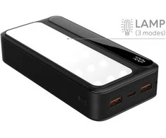 „rebeltec“ nešiojama baterija P20 LCDPD LAMP 20 000 mAh, integruota LED lemputė su žibintuvėlio funkcija