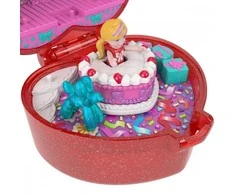 Mattel Polly Pocket kompaktiškas gimtadienio rinkinys su žiedu ir torto figūrėle