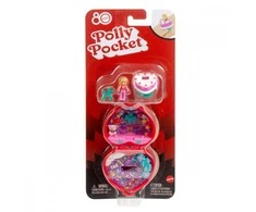 Mattel Polly Pocket kompaktiškas gimtadienio rinkinys su žiedu ir torto figūrėle