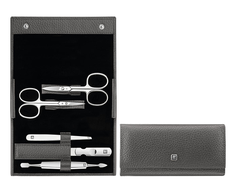 ZWILLING CLASSIC INOX Rinkinys manikiūrui – antracito odinis dėklas, 5 dalys