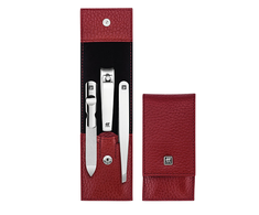 ZWILLING CLASSIC INOX Rinkinys kelioninis – raudona skórzane etui, 3 elementy