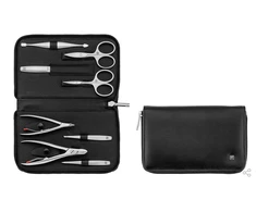 ZWILLING TWINOX Rinkinys kelioninis – juoda skórzane etui, 8 dalys