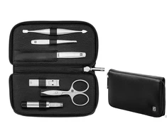 Zwilling Zwilling Twinox kelioninis rinkinys, juodas, odinis dėklas, 6 vnt