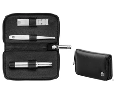 ZWILLING TWINOX Rinkinys kelioninis – juoda skórzane etui, 3 elementy