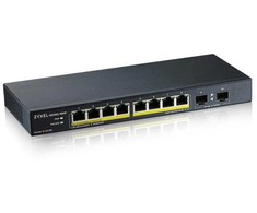 Šakotuvas Zyxel Jungiklis gs1100-10hp-eu0102f 120w poe 8xgigabit 2xfiber uplilk jungiklis