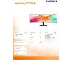 Monitorius Samsung | LS49F950UAUXEN ViewFinity S9 S95UF | 49 " | VA | DQHD | 32:9 | 120 Hz | 5 ms | 5120 x 1440 pikselių | 350 cd/m² | HDMI jungtys quantity 2 | Juodas