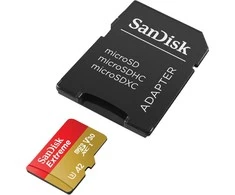 Atminties kortelė SanDisk Extreme Micro SDXC 512GB + SD adapteriai + 1 metų RescuePRO Deluxe iki 190MB/s &amp; 130MB/s Skaitymo/Rašymo greitis A2 C10 V30 UHS-I U3