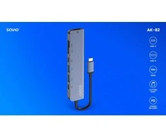 Savio AK-82 interface hub USB Type-C 5000 Mbit/s Juodas