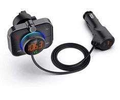 Savio tr-14 automobilinis fm siųstuvas su bluetooth ir įkrovikliu, greitas įkrovimas 3.0 ir maitinimo tiekimas, triukšmo mažinimas