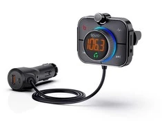 Savio tr-14 automobilinis fm siųstuvas su bluetooth ir įkrovikliu, greitas įkrovimas 3.0 ir maitinimo tiekimas, triukšmo mažinimas