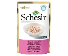Agras Pet Foods Drėgnas Kačių Maistas - Schesir Vištiena Želė Su Kumpiu, 50g