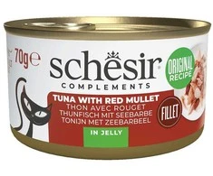 SCHESIR Complements tunas su raudonosiomis kefalėmis drebučiuose - šlapias kačių ėdalas - 70 g